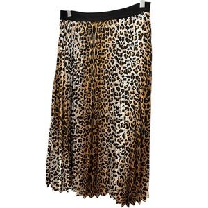 Gibson & Latimer Animal Print Lined Pleated Skirt Size Medium